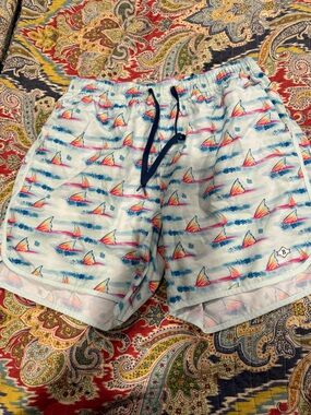 BURLEBO Mens Swim Trunks with Navy Drawstring